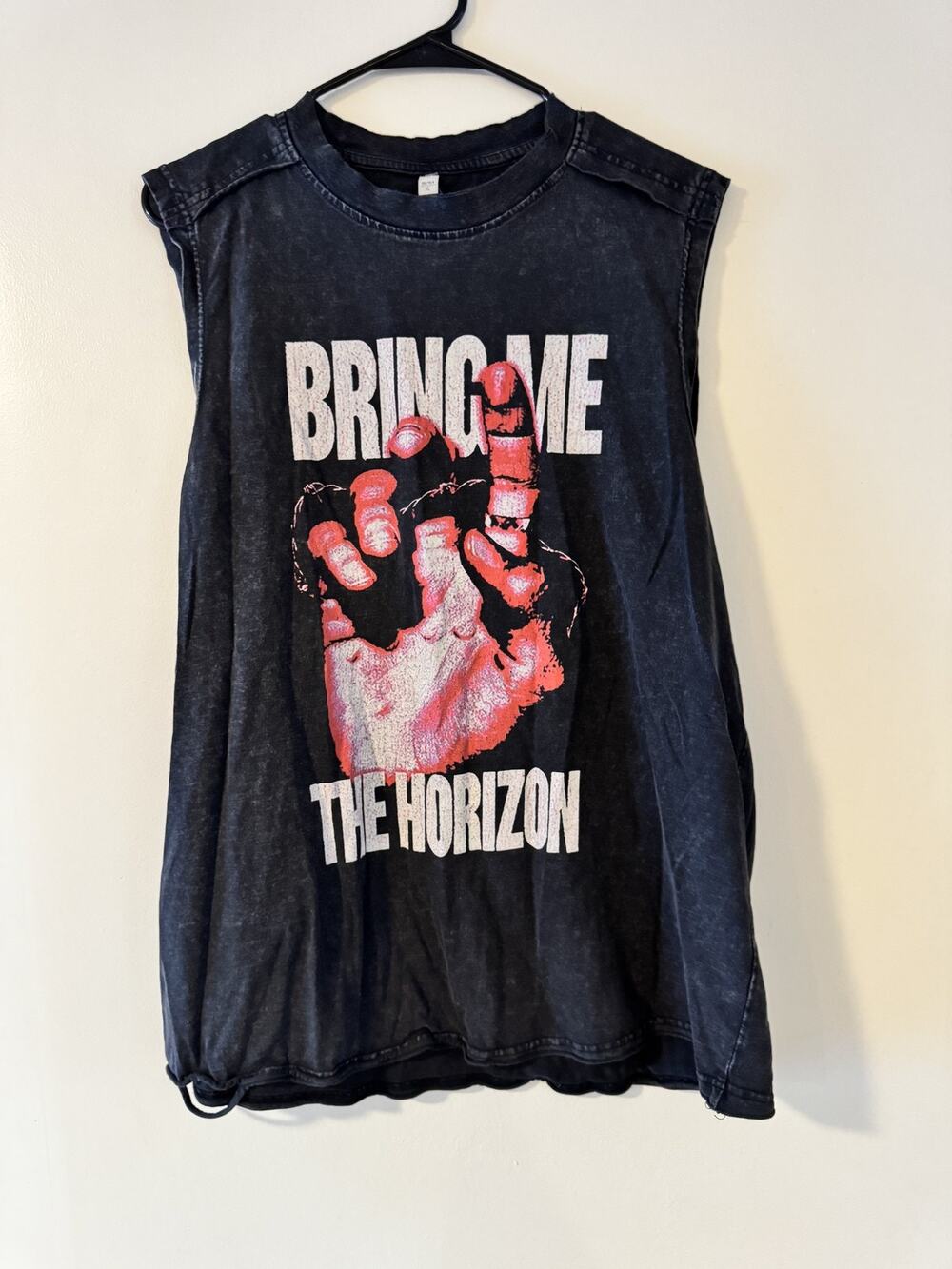 BRING ME THE HORIZON Acid Wash Sleeveless Muscle Tee Black Mens XL